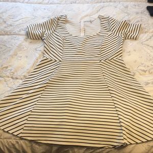 Blue and Navy Blue Striped Midi Dress